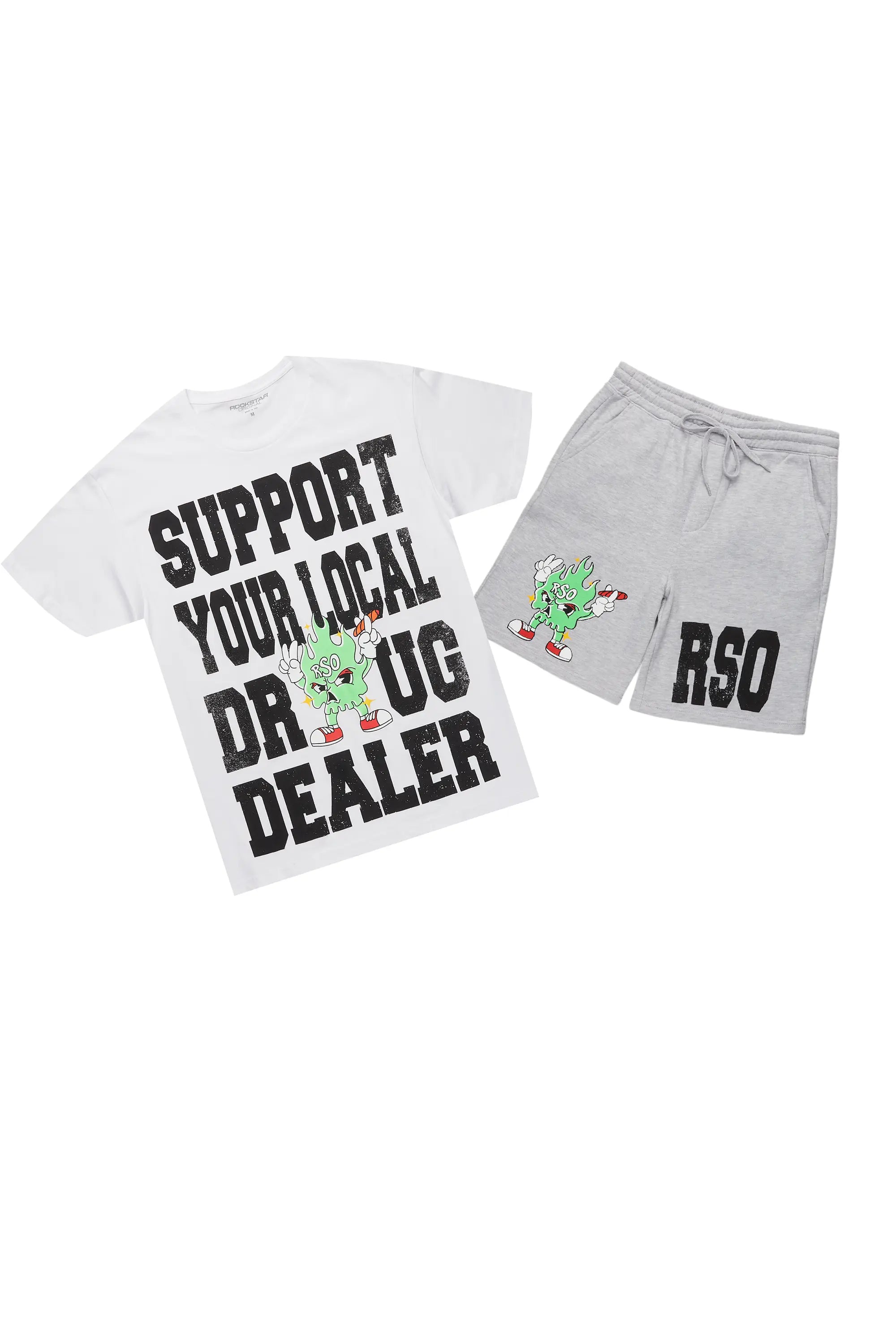 Tarl White/Grey Graphic T-Shirt Short Set