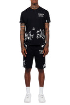 Filip Black Graphic T-Shirt Short Set
