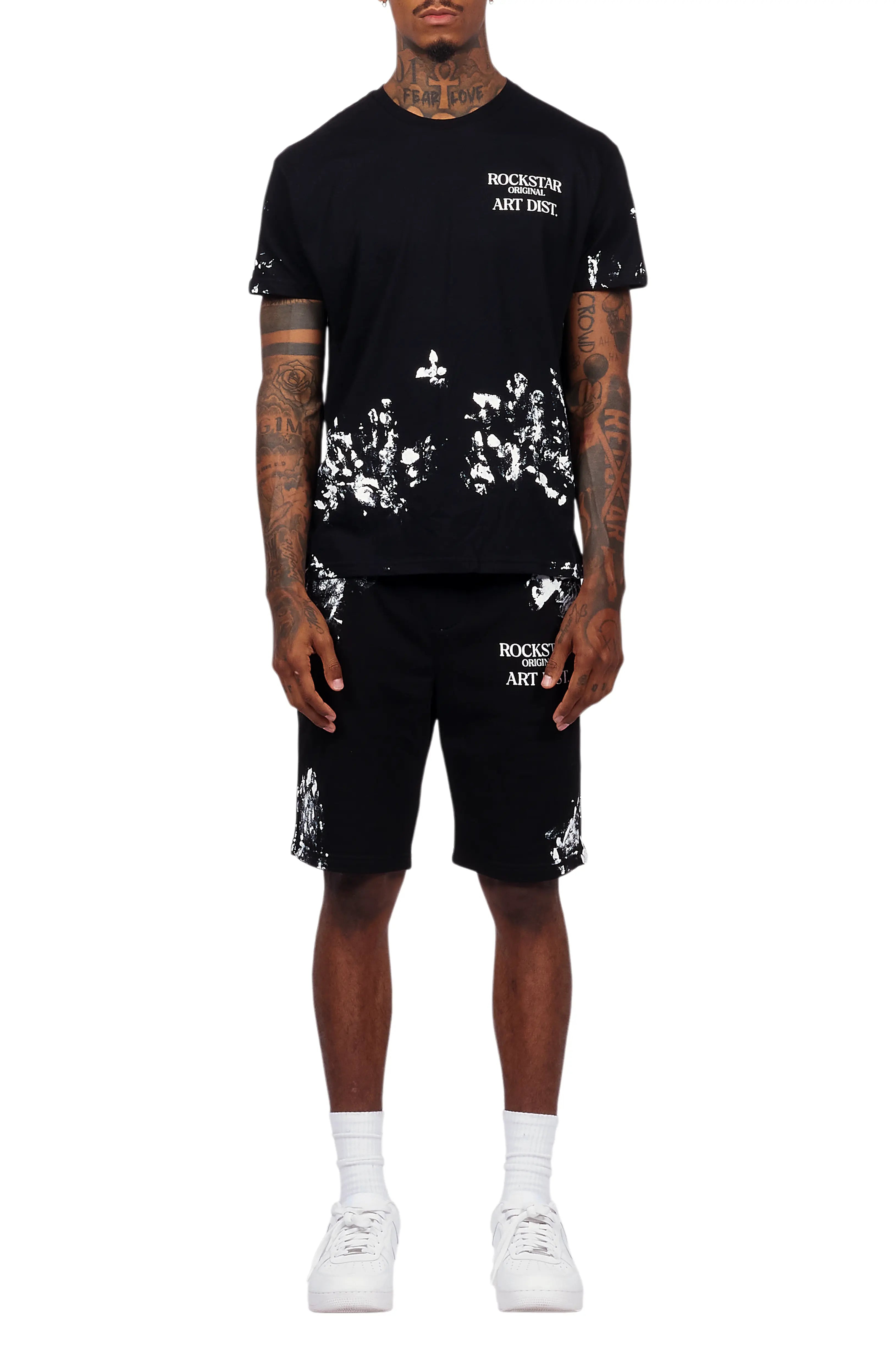 Filip Black Graphic T-Shirt Short Set