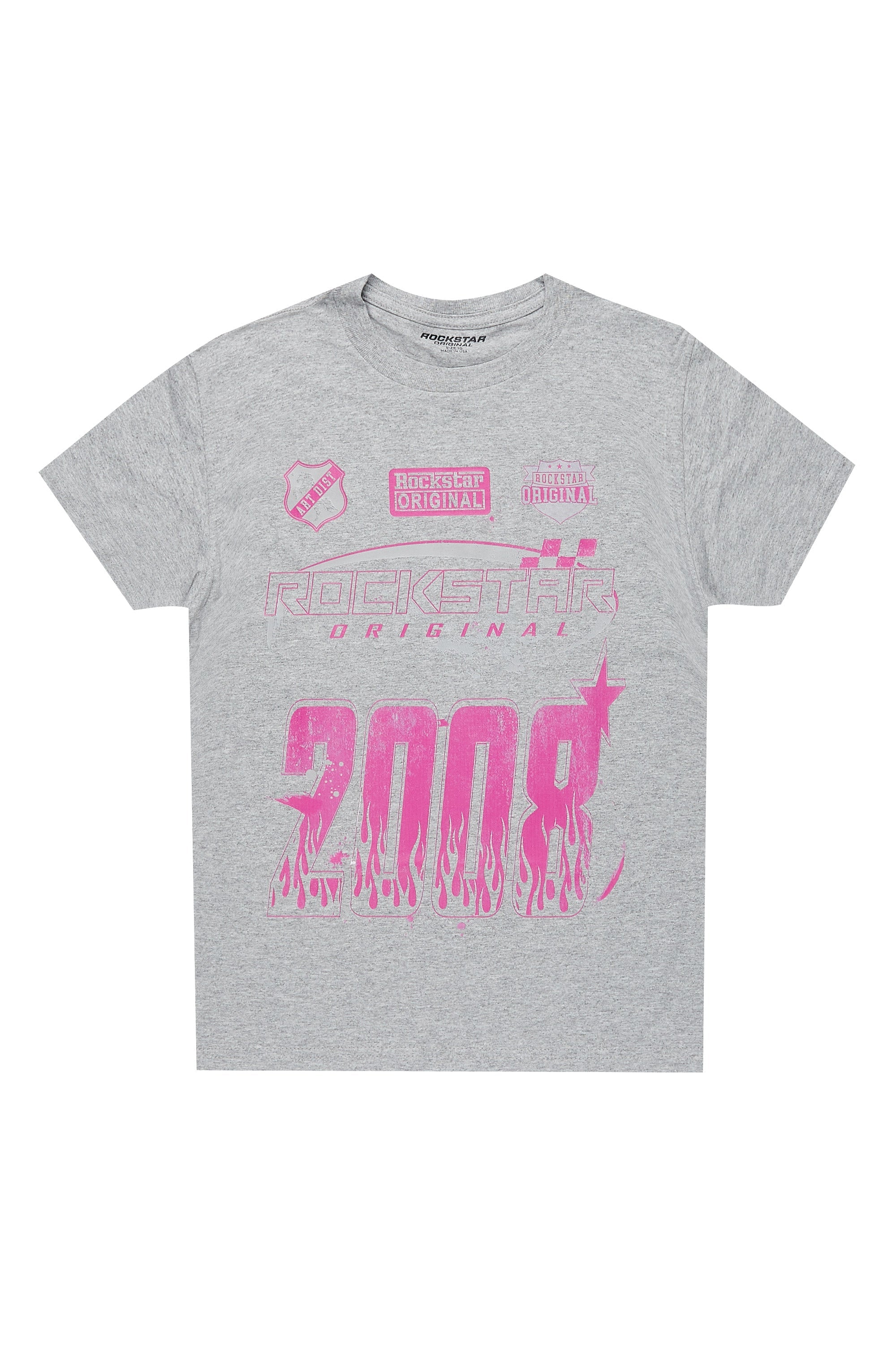 Girls Esha Grey/Pink Graphic T-Shirt