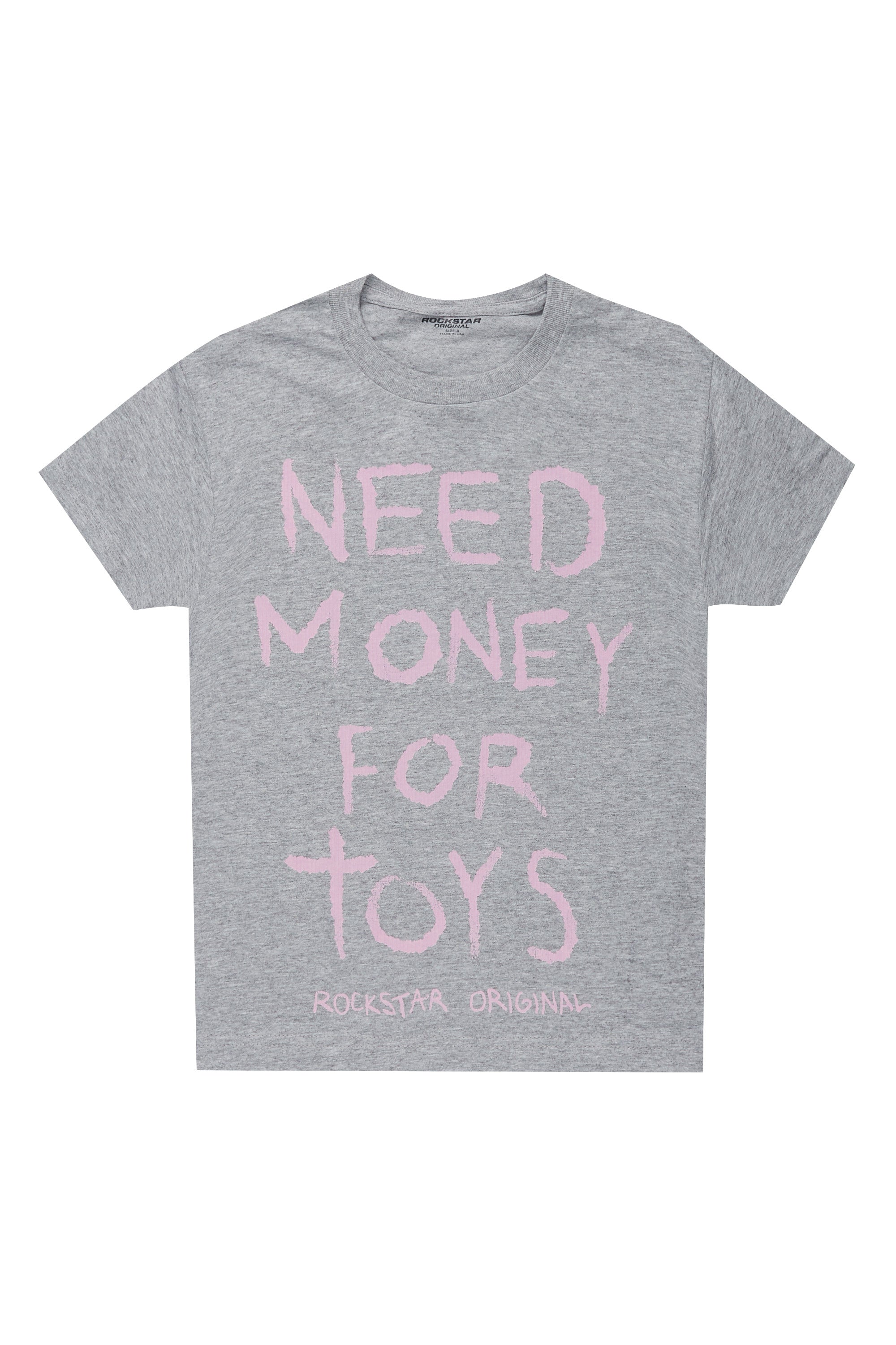 Girls M4 Toys Grey/Light Pink Graphic T-Shirt