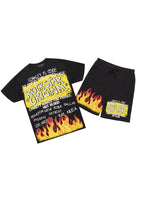 Beno Black Graphic T-Shirt Short Set