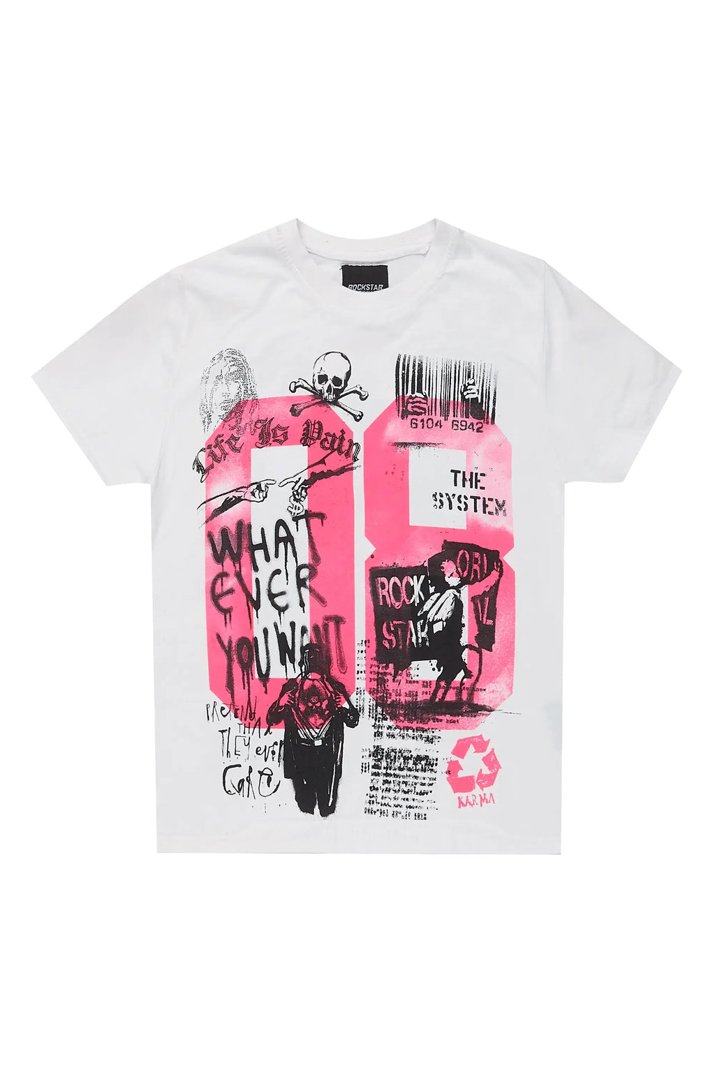 Girls Kammy White/Pink Graphic T-Shirt