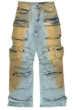 Mahesh Dirty Blue Baggy Cargo Jean