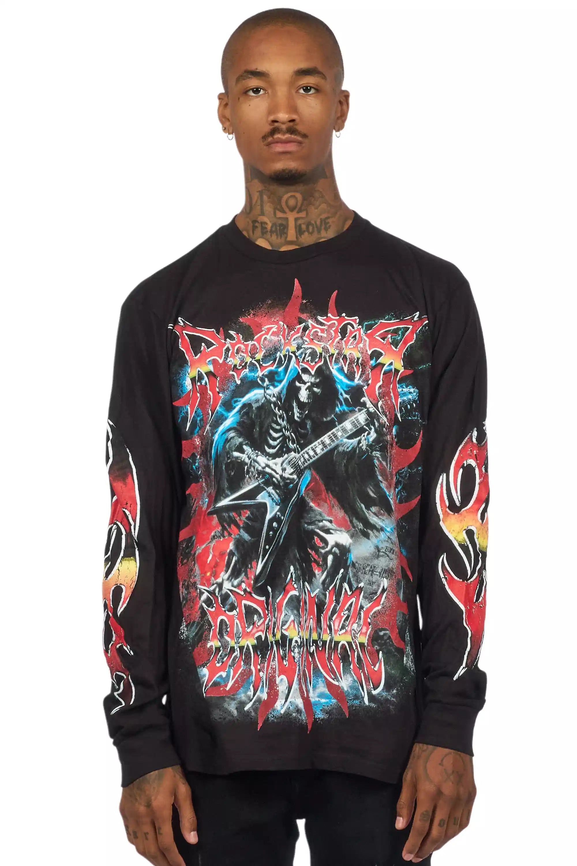 Syn Black/Red Long Sleeve Graphic T-Shirt