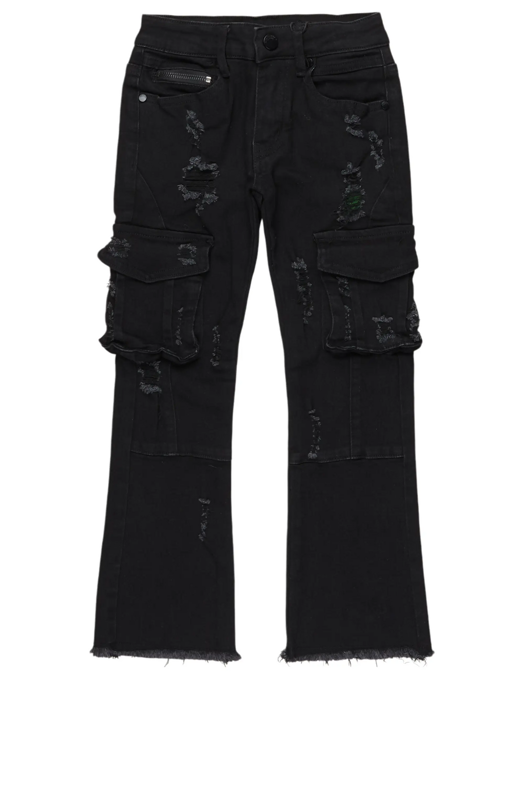 Boys Adalee Black Stacked Flare Jean