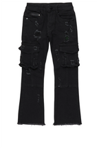 Boys Adalee Black Stacked Flare Jean