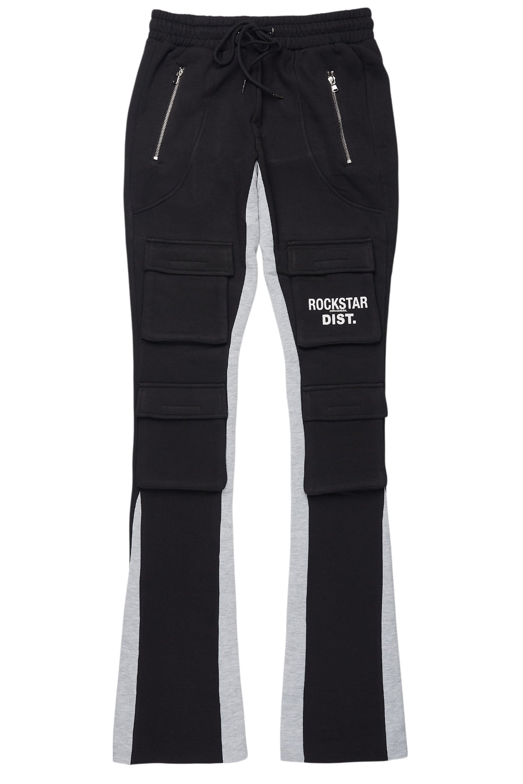 Antoon Black Stacked Flare Track Pant