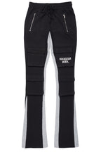 Antoon Black Stacked Flare Track Pant