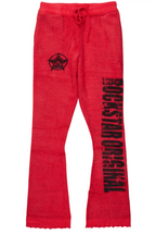Keve Red Knitted Mohair Flare Sweat Pant