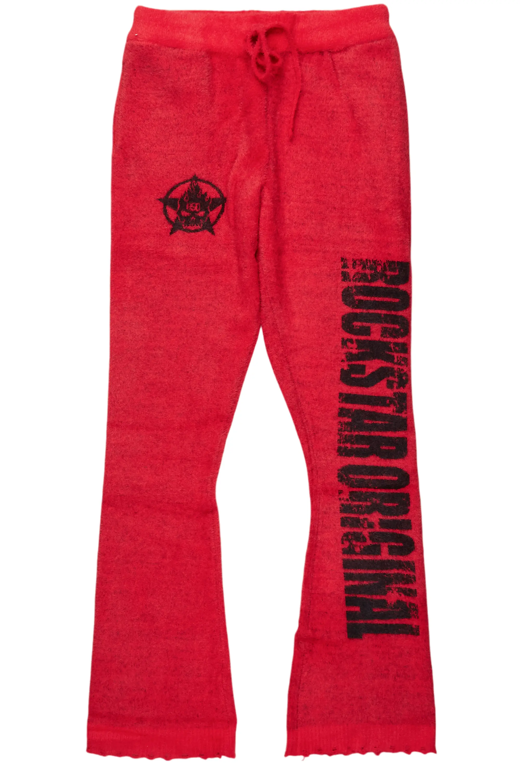 Keve Red Knitted Mohair Flare Sweat Pant