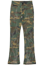 Tachi Camo Rhinestone Stacked Flare Jean