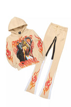 Zo Beige/Red Hoodie/Super Stacked Track Set