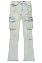 Boys Adalee Blue Slim Stacked Flare Cargo Jean