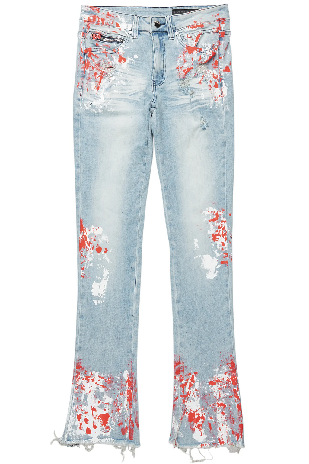 Kodak Blue/Red Painter Stacked Flare Jean