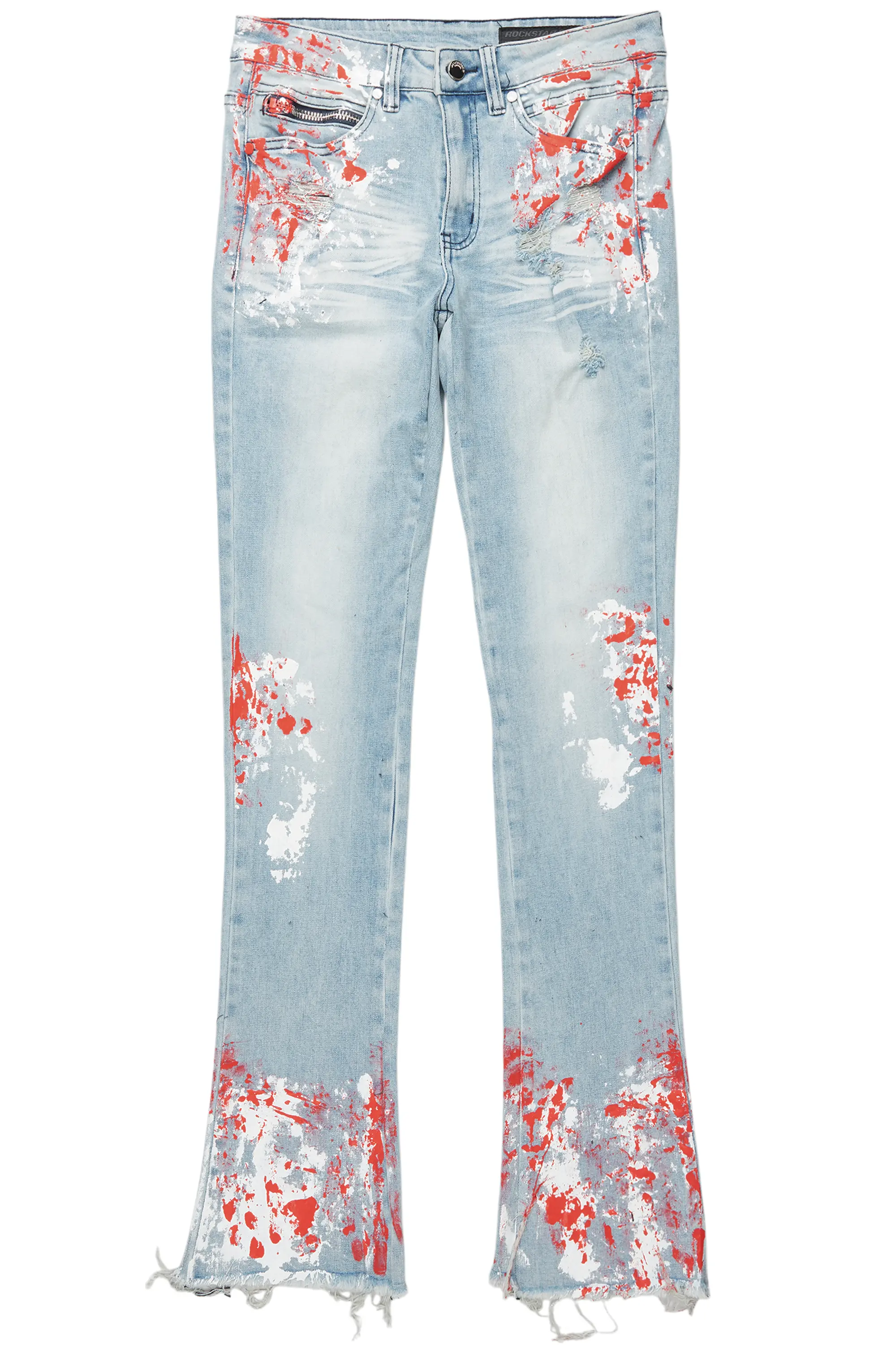 Kodak Blue/Red Painter Stacked Flare Jean