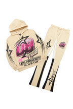 Kastell Beige Hoodie/Stack Flare Track Pant Set