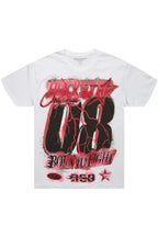 Vaelox White/Red Oversized Graphic T-Shirt