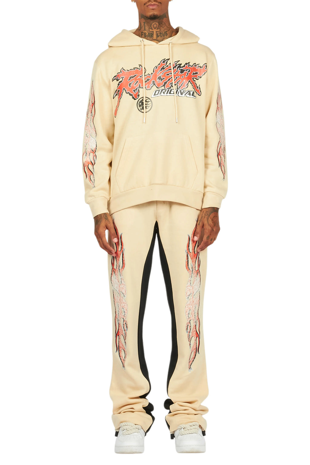 Yash Beige Hoodie Baggy Fit Pant Track Set