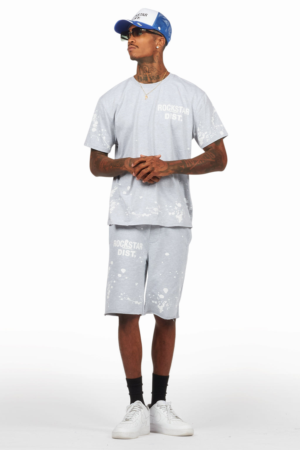 Rafix Heather Grey Graphic T-Shirt Short Set