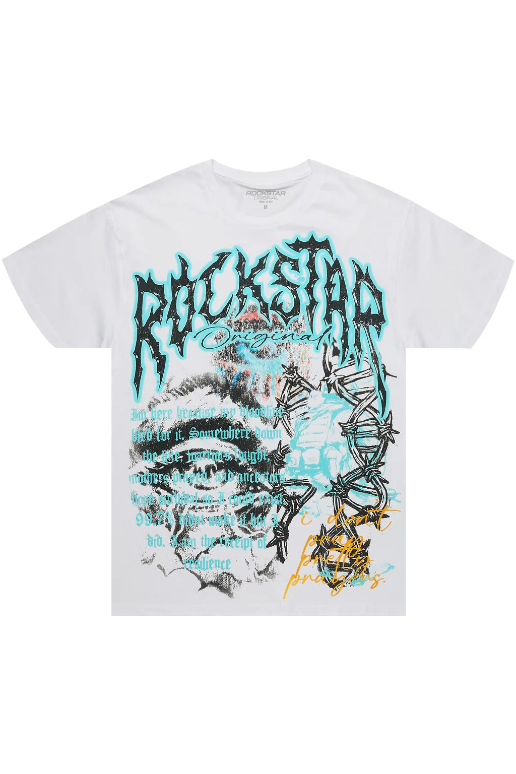 Drai White/Blue Oversized Graphic T-Shirt