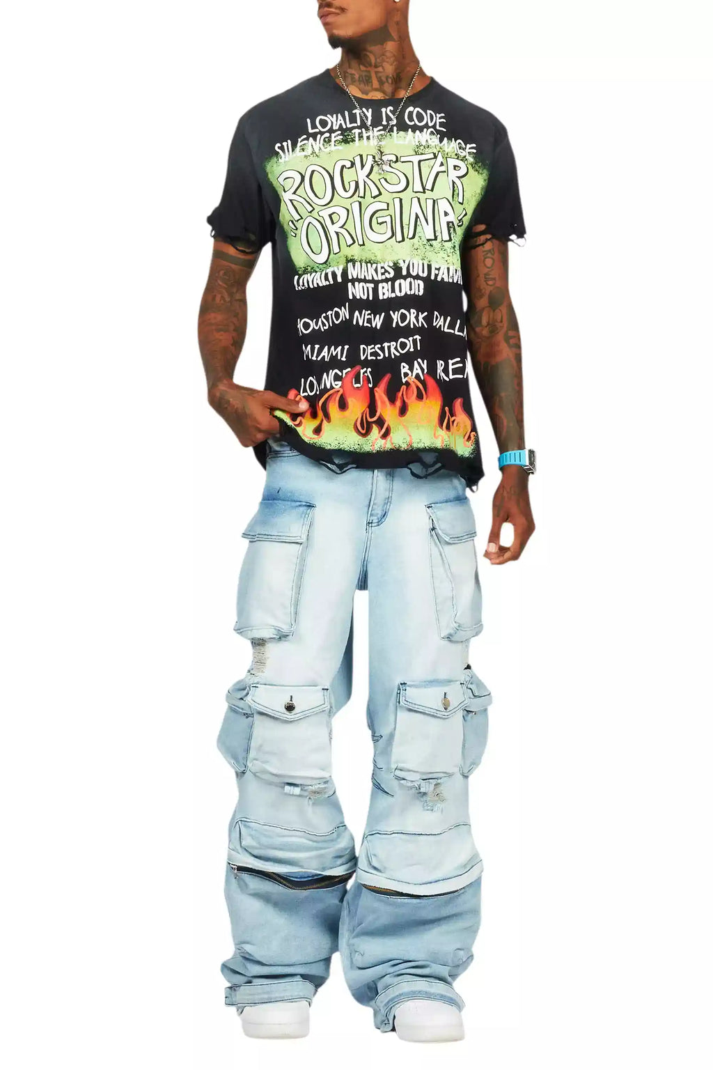 Mahesh Blue Baggy Cargo Jean