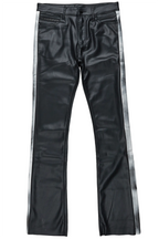 Fusao Black Stacked Faux Leather Jean