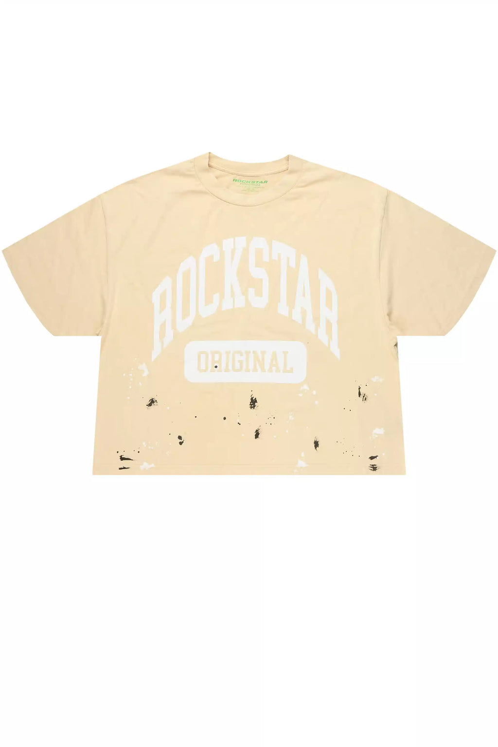 Rainer Beige/White Boxy Crop T-Shirt