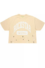 Rainer Beige/White Boxy Crop T-Shirt