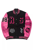 Leslaw Pink/Black Varsity Jacket