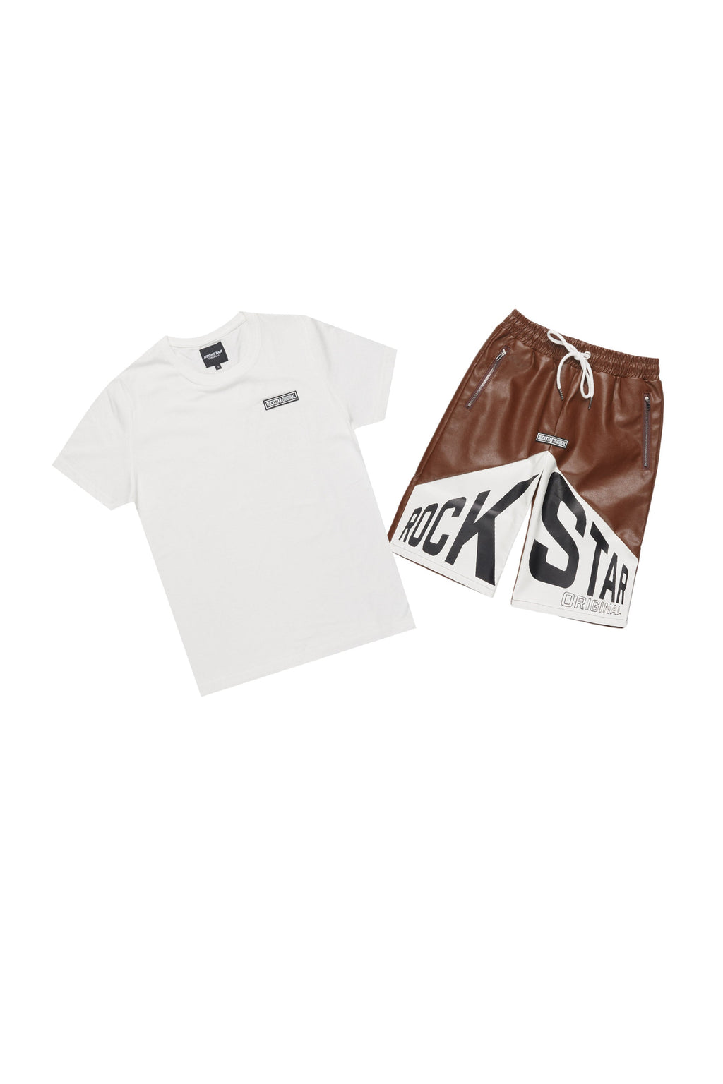 Boys Zayn White/Beige Graphic Short Set