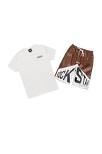 Boys Zayn White/Beige Graphic Short Set