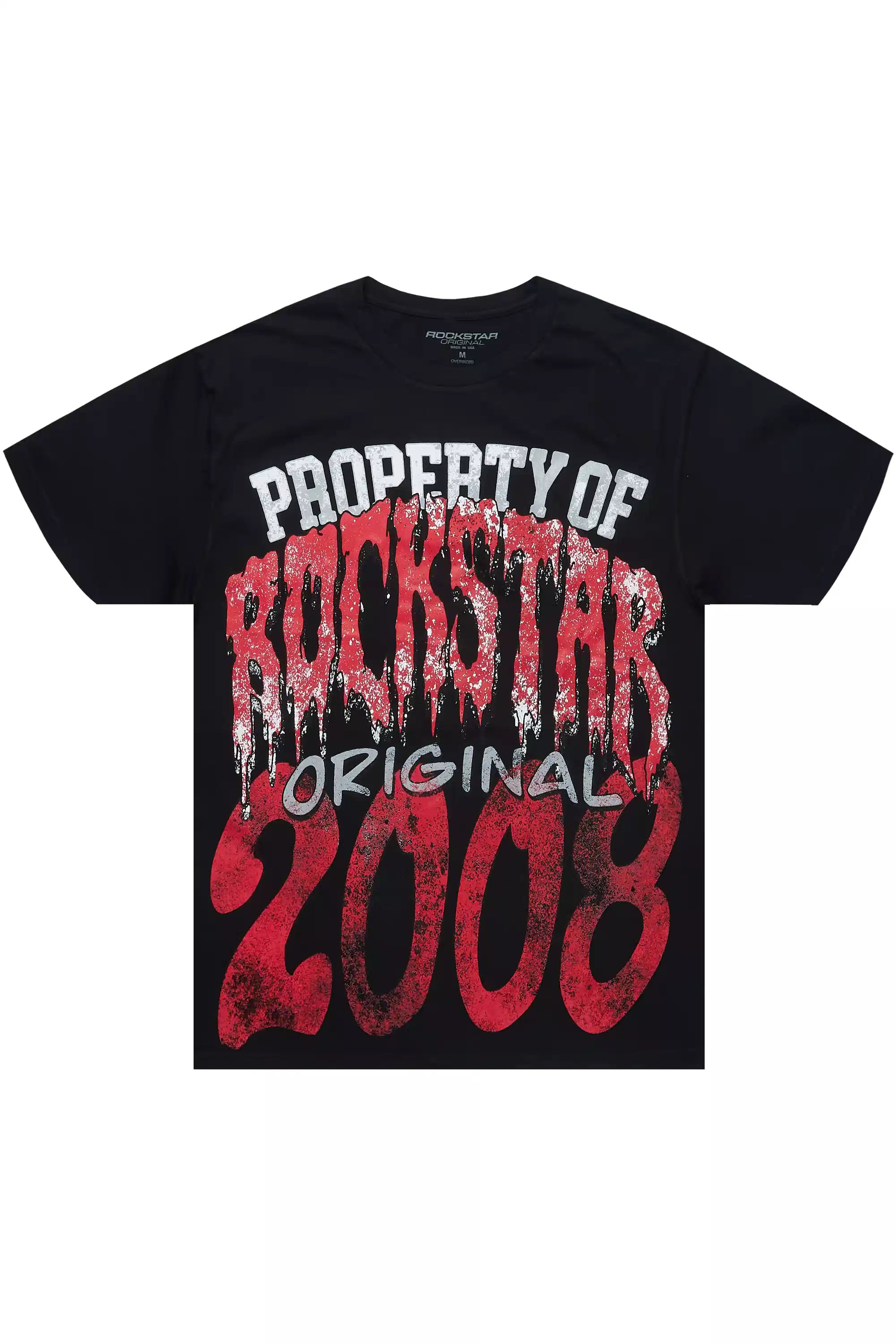Raezion Black/Red Oversized Graphic T-Shirt