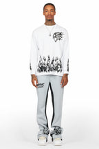 Bubble White/Grey Long Sleeve T-Shirt/Baggy Pant Set