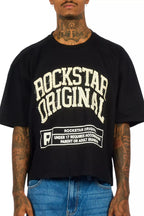 Tracy Black Rhinestone Boxy Crop T-Shirt