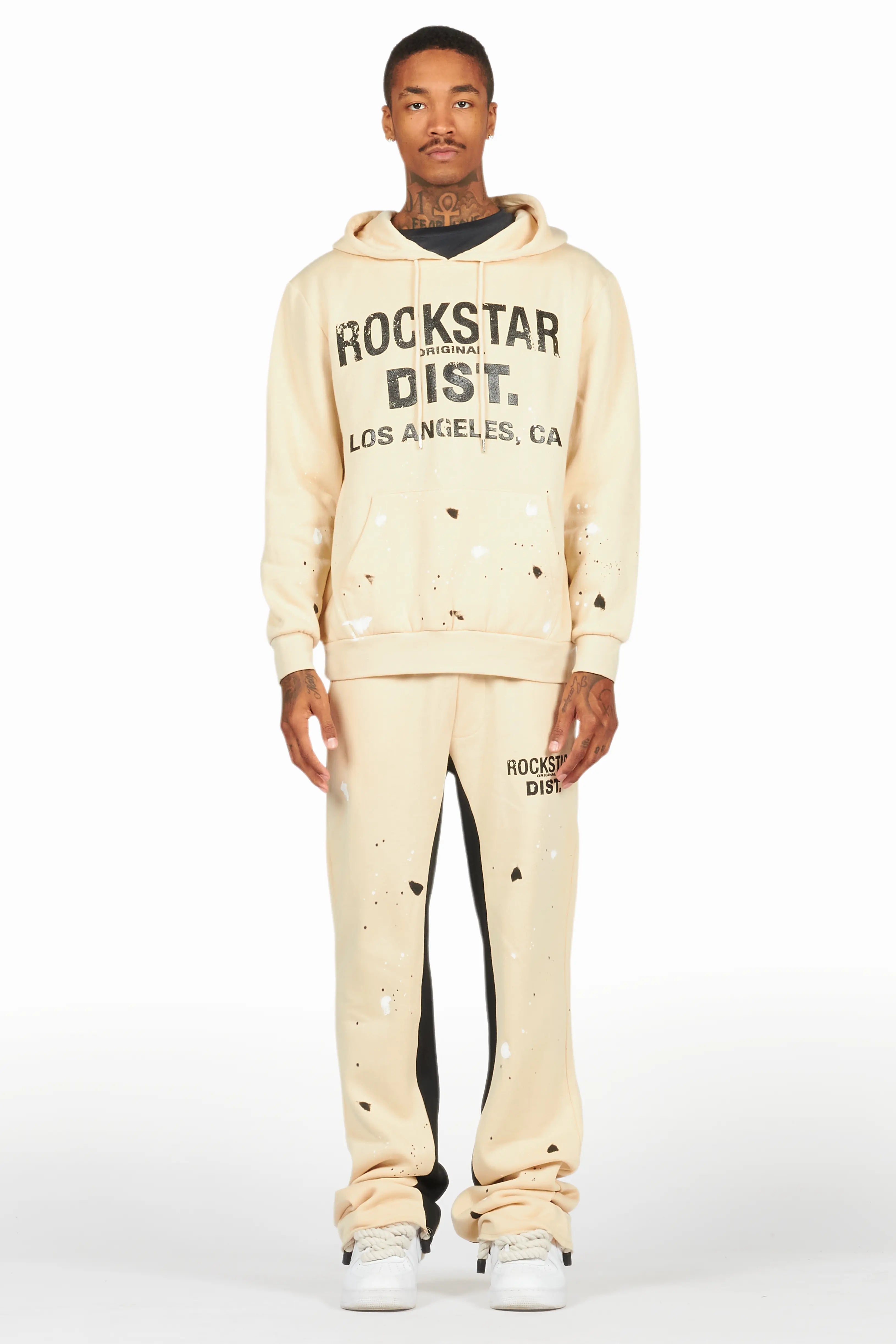 Scottie Beige Hoodie Relaxed Stacked Track Set