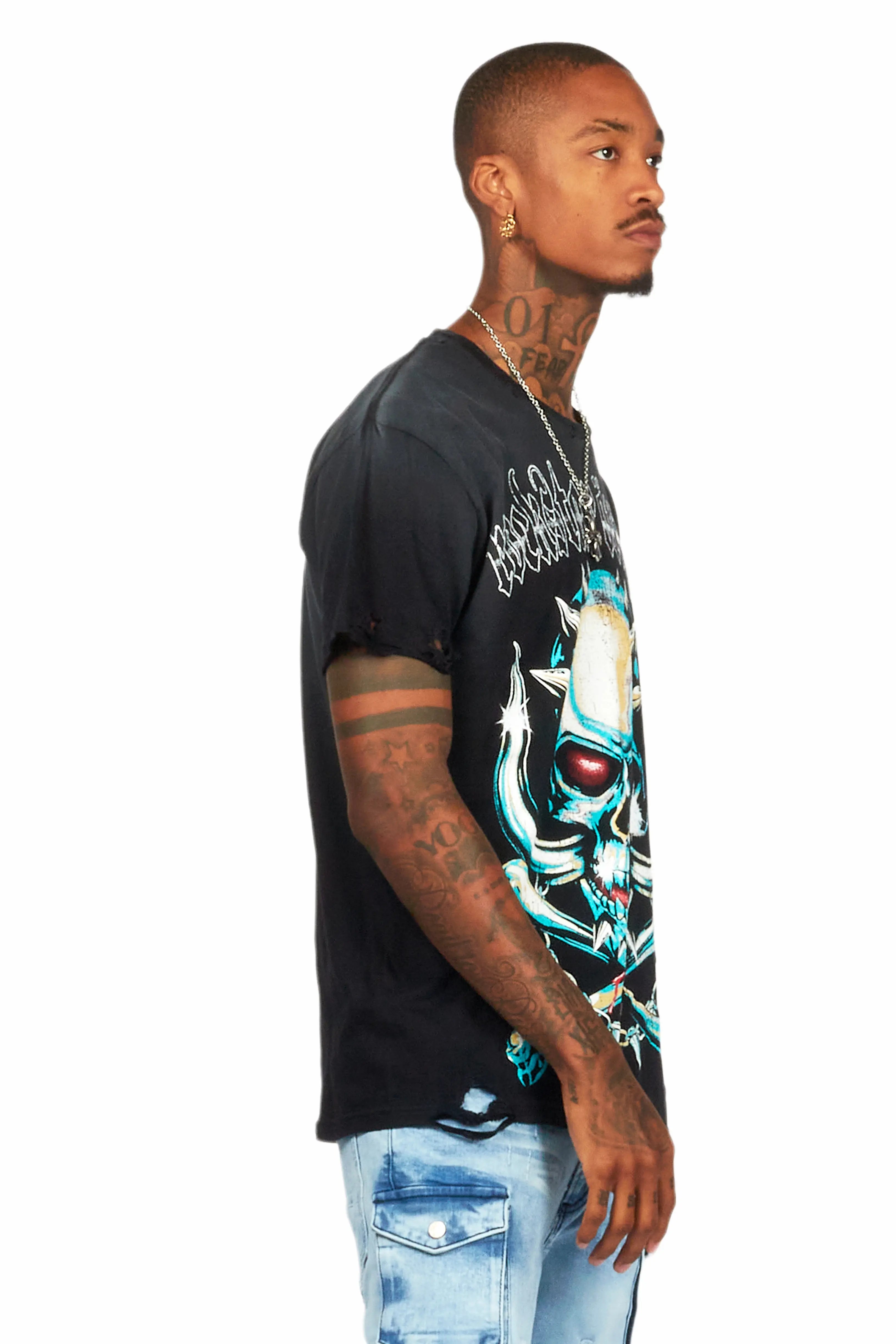 Inner Luv Black Oversized Graphic T-Shirt