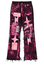 Boys Vinnie Black/Pink Roller Paint Stacked Flare Jean