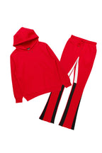 Basic Red Hoodie/Stacked Flare Track Set
