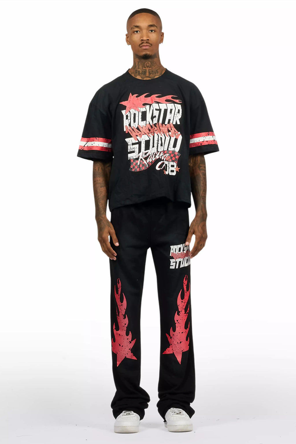 Garo Black T-Shirt/Baggy Stacked Track Set