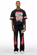 Garo Black T-Shirt/Baggy Stacked Track Set