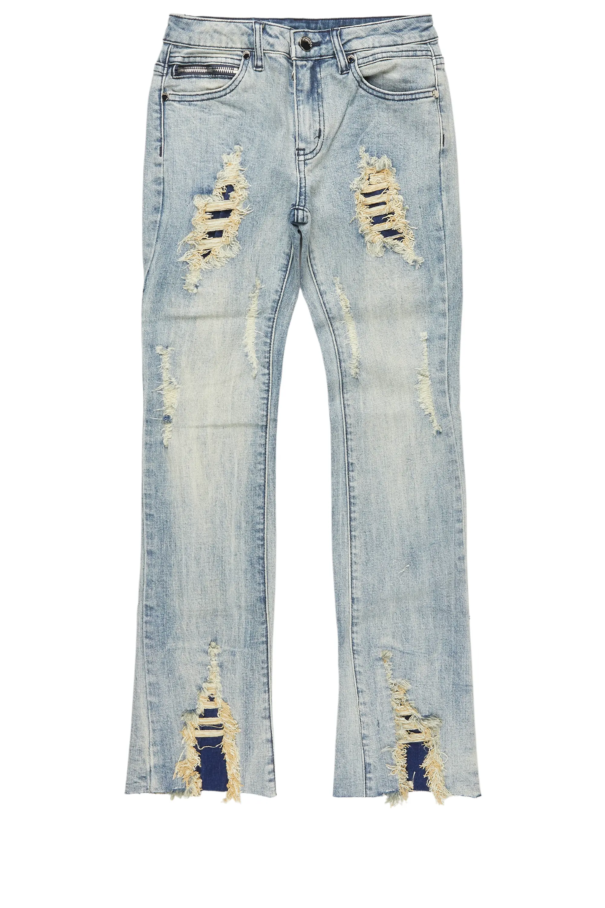 Boys Fateh Light Blue Stacked Flare Jean