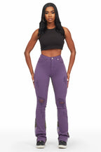 Khaleesy Purple Stacked Flare Jean