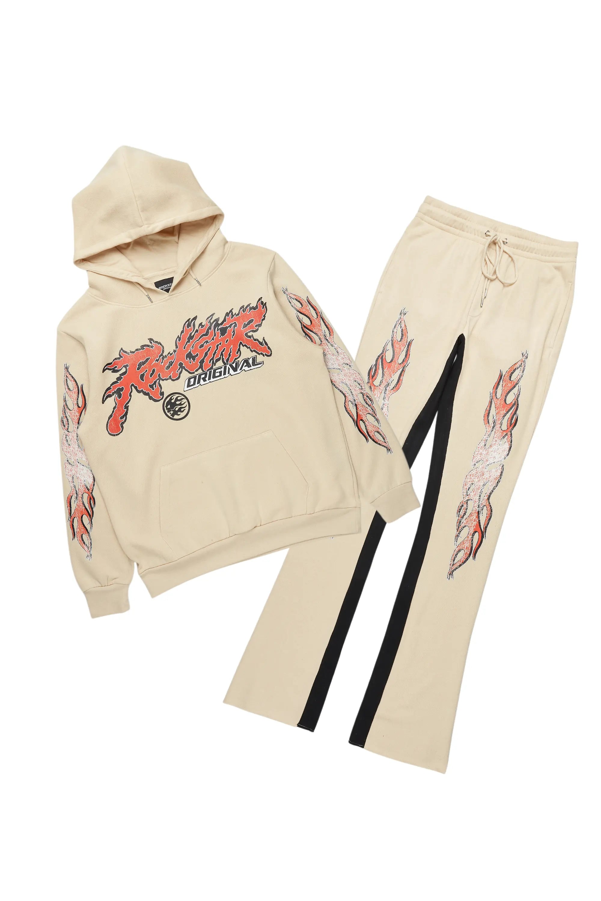 Yash Beige Hoodie Baggy Fit Pant Track Set
