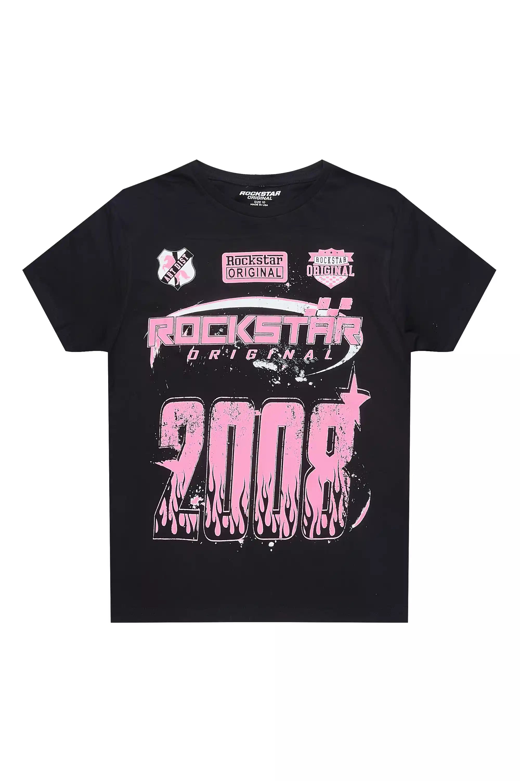 Girls Esha Black/Pink Graphic T-Shirt