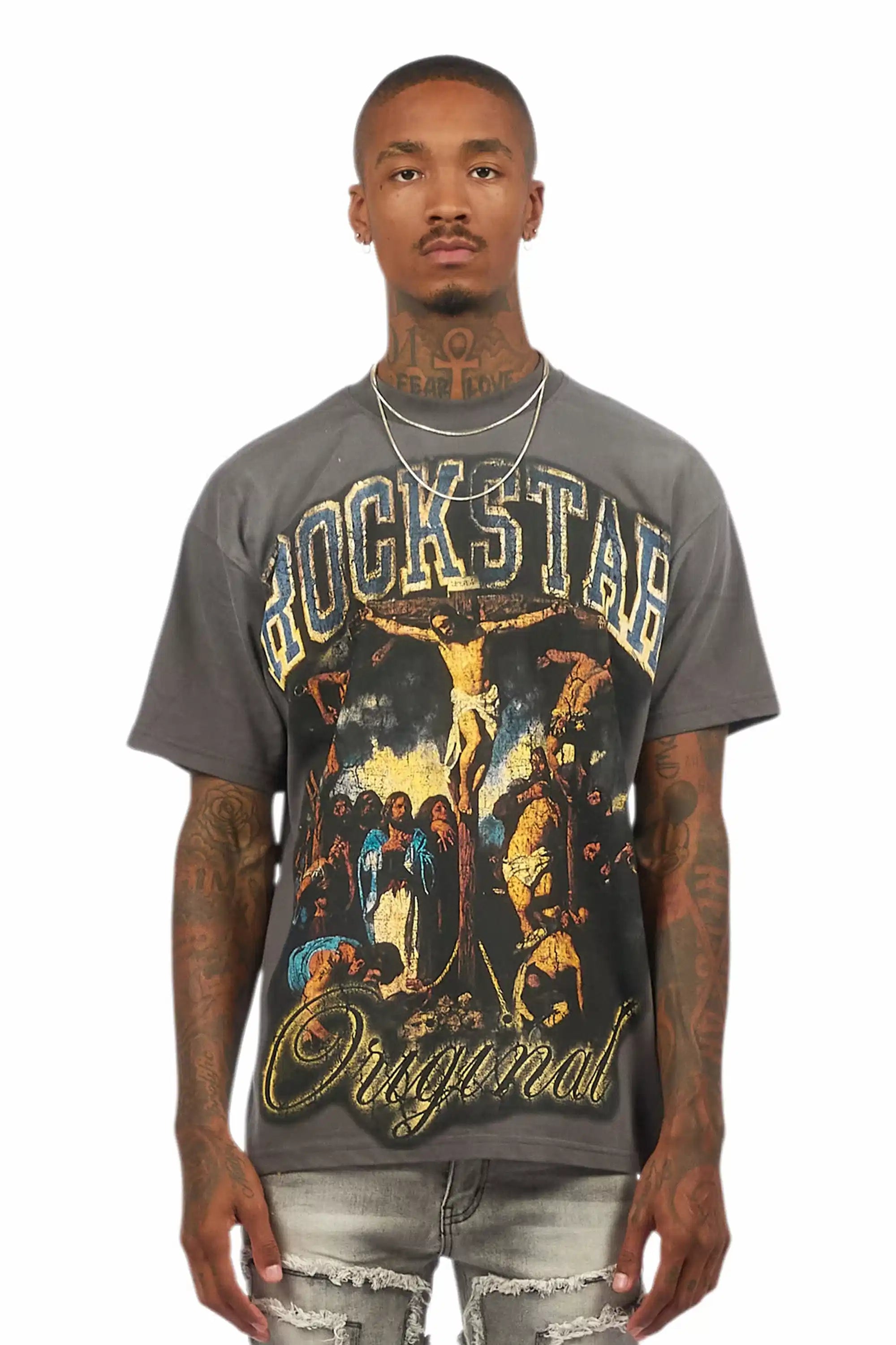 Waller Vintage Grey Oversized Graphic T-Shirt