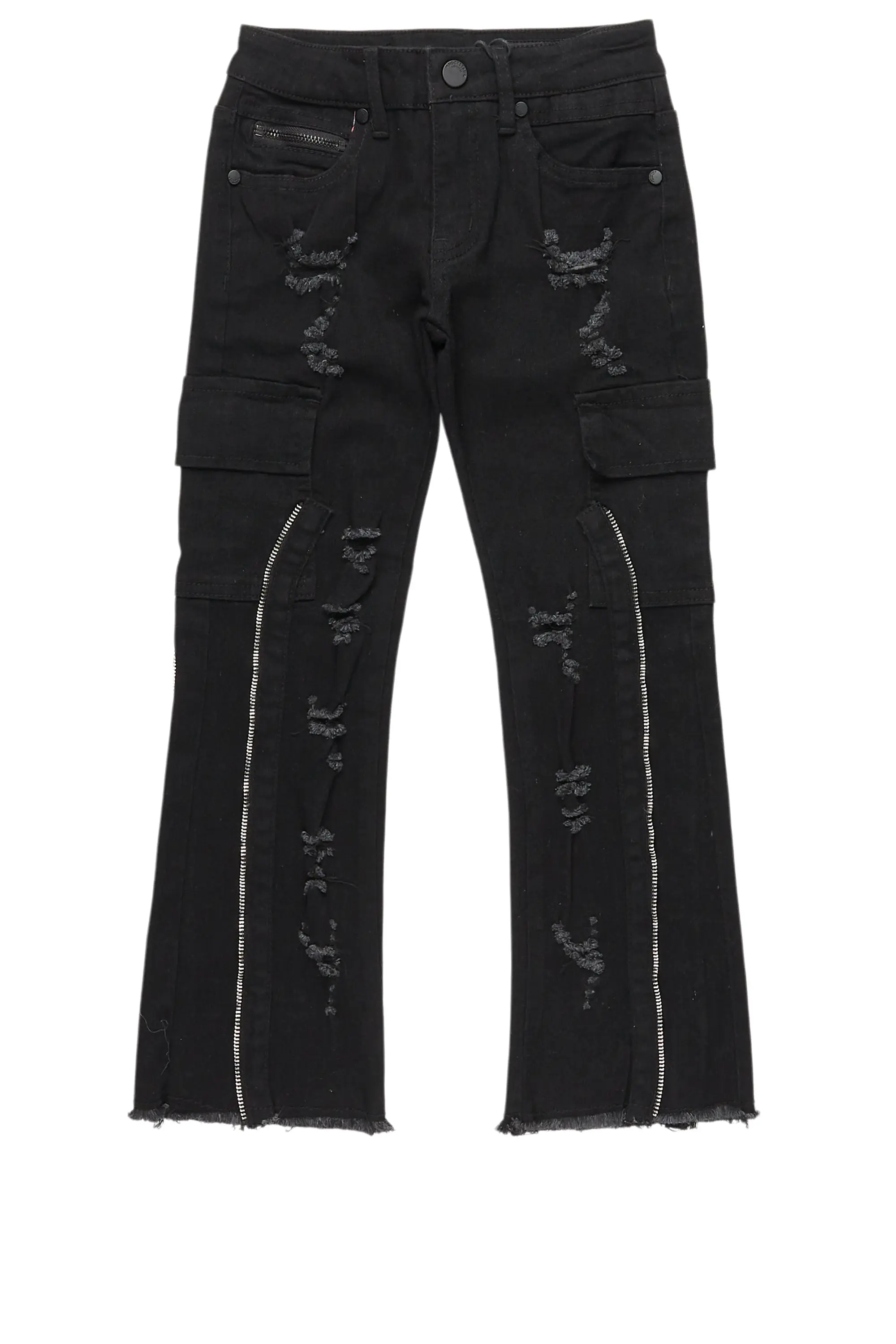 Boys Hutch Black Stacked Flare Jean