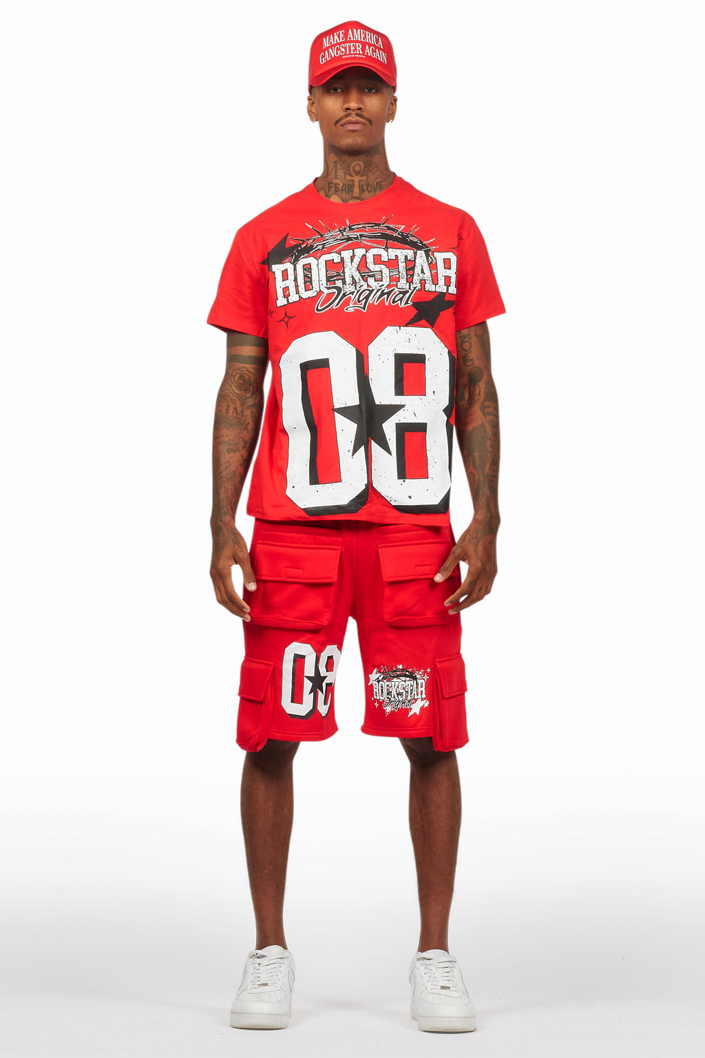 AllStar Red/White T-Shirt Cargo Short Set