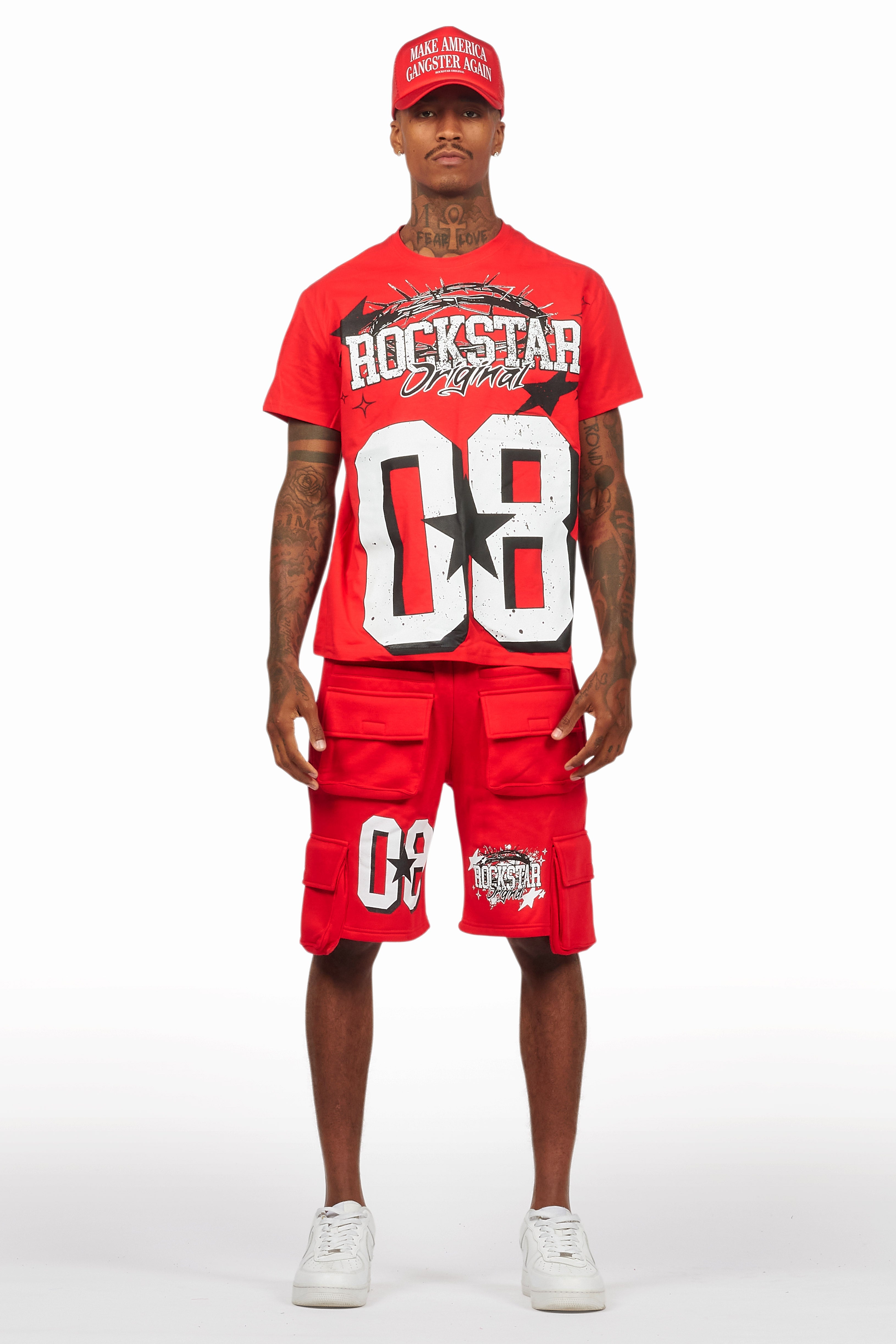 AllStar Red/White T-Shirt Cargo Short Set
