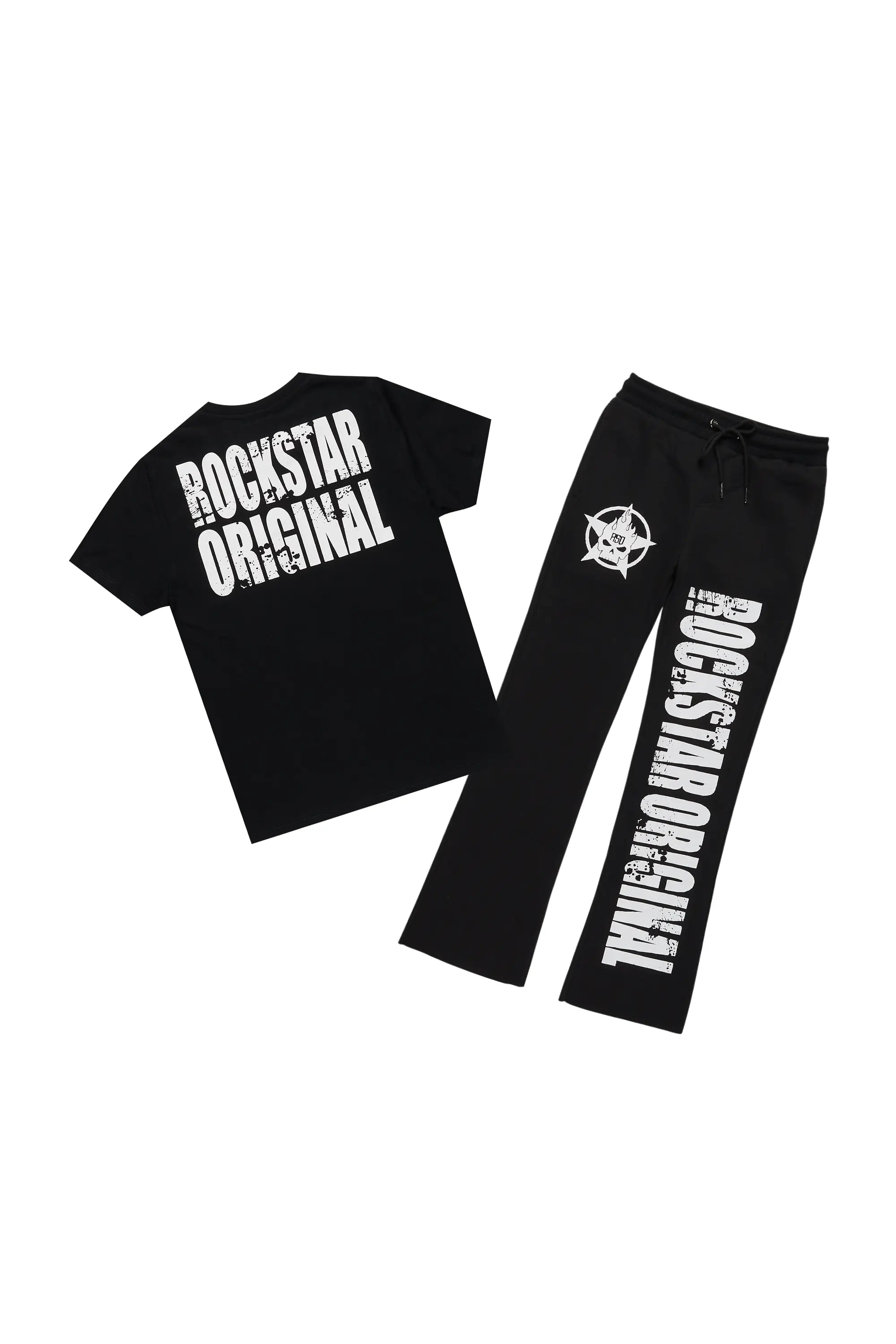 Boys Keve Black T-Shirt Flare Sweat Pant Set